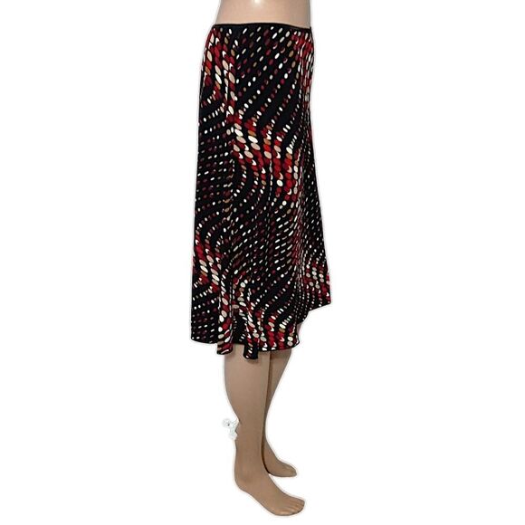 Y2K Midi Slip Skirt M Fairy Grunge Lettuce Hem Slinky Abstract Print Stretch 90s - Picture 2 of 16